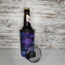 Load image into Gallery viewer, Purple & Teal Alcohol Ink 4 in 1 Can Cooler