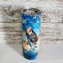 Load image into Gallery viewer, Eat. Sleep. Fish. Repeat. 20 oz Skinny Sub Matte Tumbler