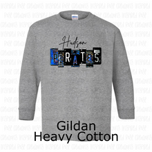 Load image into Gallery viewer, PREORDER CLOSES 6/14 (EXPECTED 6/30) HUDSON PIRATES License Plate YOUTH Long Sleeve T-Shirt