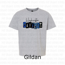 Load image into Gallery viewer, PREORDER CLOSES 6/14 (EXPECTED 6/30) WASHINGTON WAHAWKS License Plate YOUTH T-Shirt