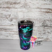 Load image into Gallery viewer, Purple &amp; Green Alcohol Ink 20 oz Modern Tumbler
