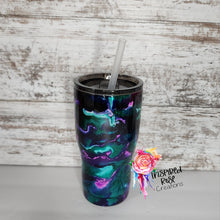 Load image into Gallery viewer, Purple &amp; Green Alcohol Ink 20 oz Modern Tumbler
