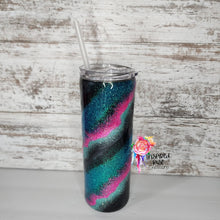 Load image into Gallery viewer, Pink, Teal/Mint &amp; Black Marble 20 oz Skinny Tumbler
