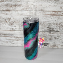 Load image into Gallery viewer, Pink, Teal/Mint &amp; Black Marble 20 oz Skinny Tumbler
