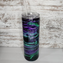 Load image into Gallery viewer, Green &amp; Purple Alcohol Ink 20 oz Skinny Tumbler
