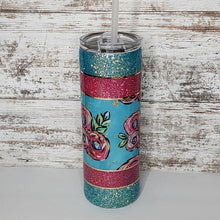 Load image into Gallery viewer, FLower Vinyl Stripe 20 oz Skinny Tumbler
