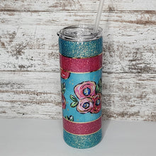 Load image into Gallery viewer, FLower Vinyl Stripe 20 oz Skinny Tumbler
