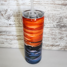 Load image into Gallery viewer, Orange/Navy 20 oz Skinny Tumbler

