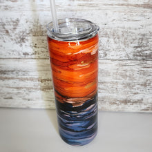 Load image into Gallery viewer, Orange/Navy 20 oz Skinny Tumbler
