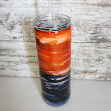 Load image into Gallery viewer, Orange/Navy 20 oz Skinny Tumbler
