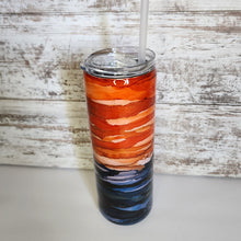Load image into Gallery viewer, Orange/Navy 20 oz Skinny Tumbler
