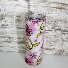 Load image into Gallery viewer, Pink &amp; Purple Petals 20 oz Skinny Tumbler
