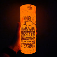 Load image into Gallery viewer, Camping Rules 20 oz Skinny Sub Glow Tumbler
