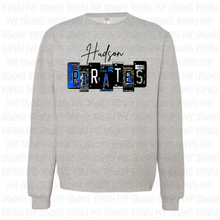 Load image into Gallery viewer, PREORDER CLOSES 6/14 (EXPECTED 6/30)  HUDSON PIRATES License Plate ADULT Crew Neck Sweatshirt
