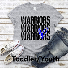 Load image into Gallery viewer, PREORDER TODDLER/YOUTH CLOSES 1/26 (Expected 3/1) Warrirors Triple Name with Heart
