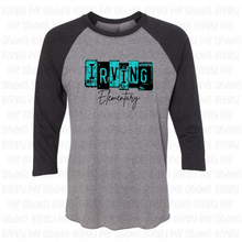 Load image into Gallery viewer, PREORDER CLOSES 7/19 (EXPECTED 8/16) IRVING ELEM License Plate ADULT 3/4 Sleeve Raglan
