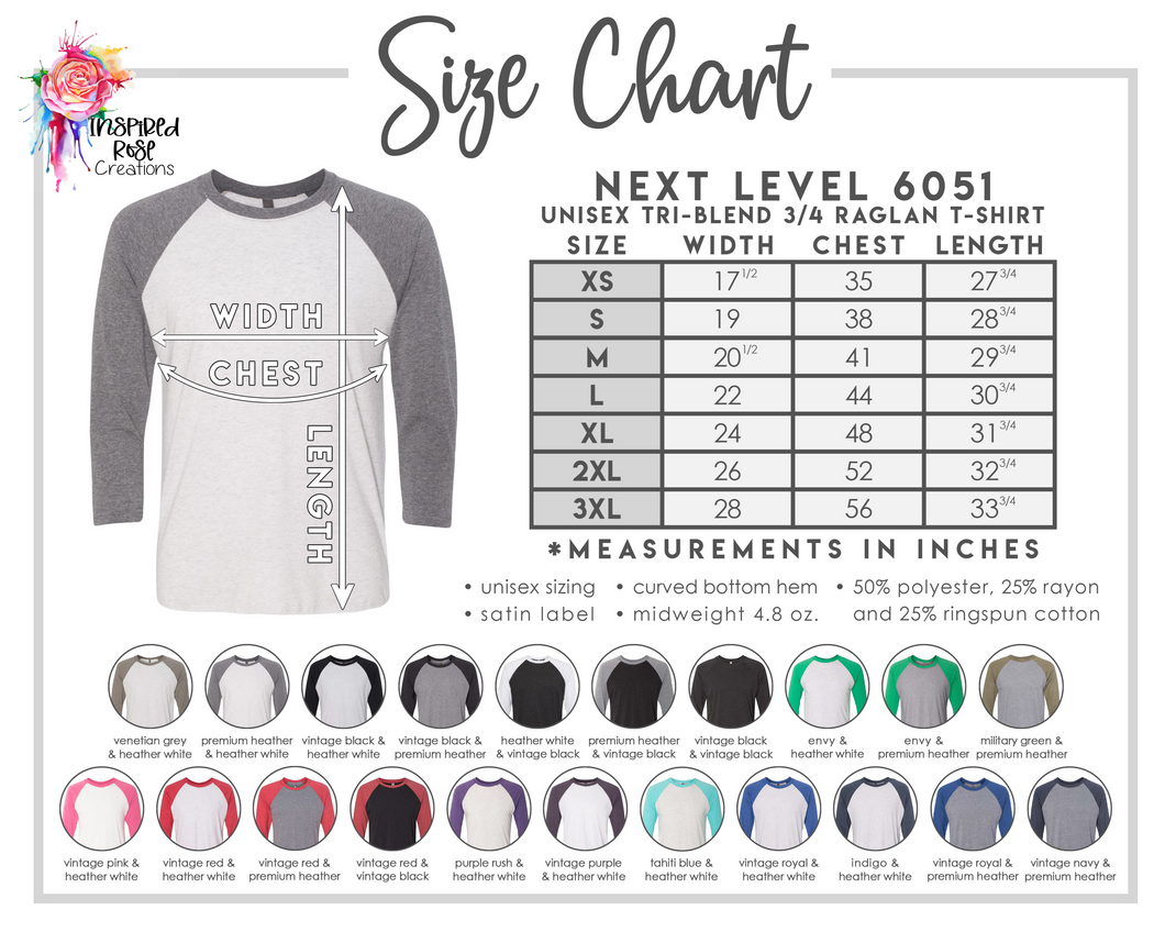 Raglan (3/4 sleeve) - Shirt Choice