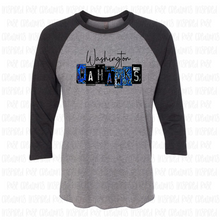 Load image into Gallery viewer, PREORDER CLOSES 6/14 (EXPECTED 6/30)  WASHINGTON WAHAWKS License Plate ADULT 3/4 Sleeve Raglan
