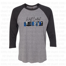 Load image into Gallery viewer, PREORDER CLOSES 6/14 (EXPECTED 6/30) WEST CENTRAL License Plate ADULT 3/4 Sleeve Raglan
