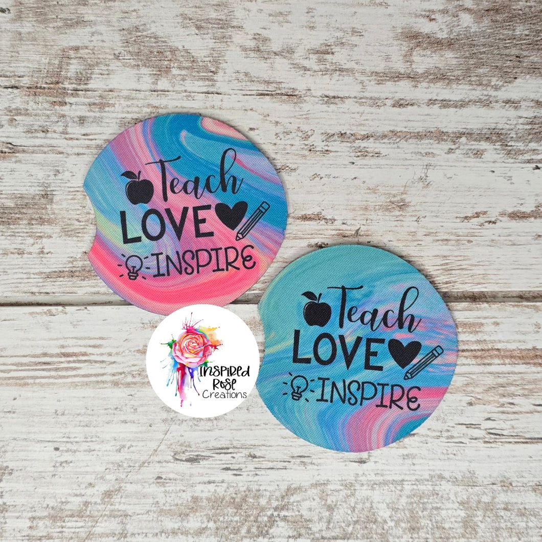 Teach Love Inspire Car Coaster