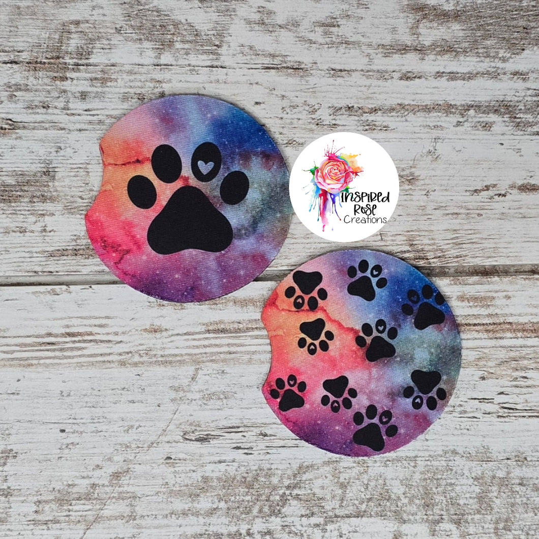 Galaxy Paw Print Car Coaster
