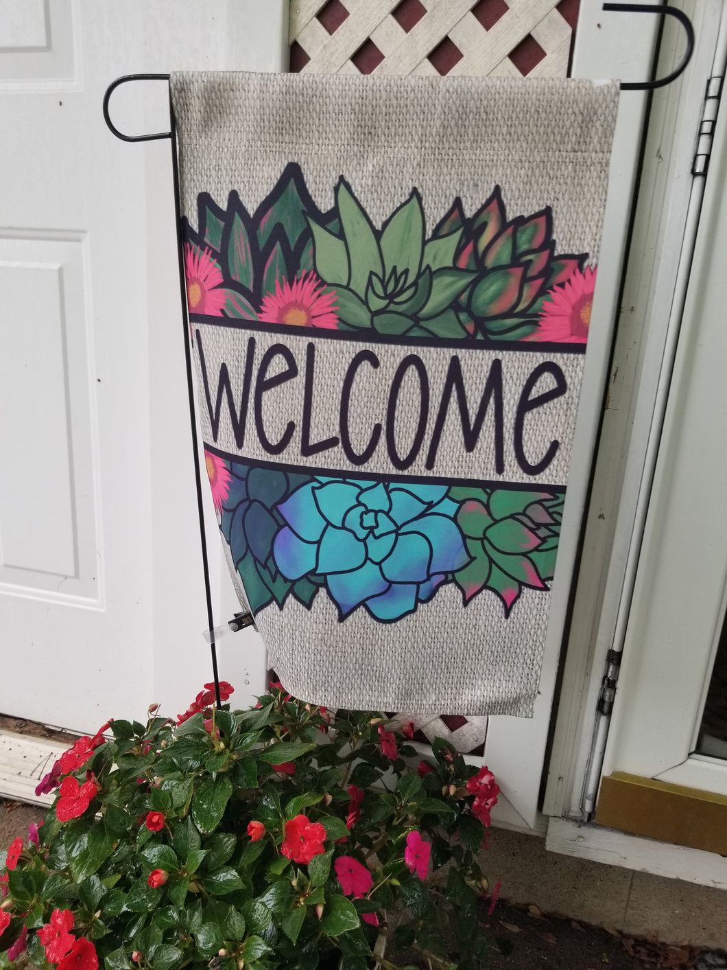 succulent flags Succulent Welcome Garden Flag