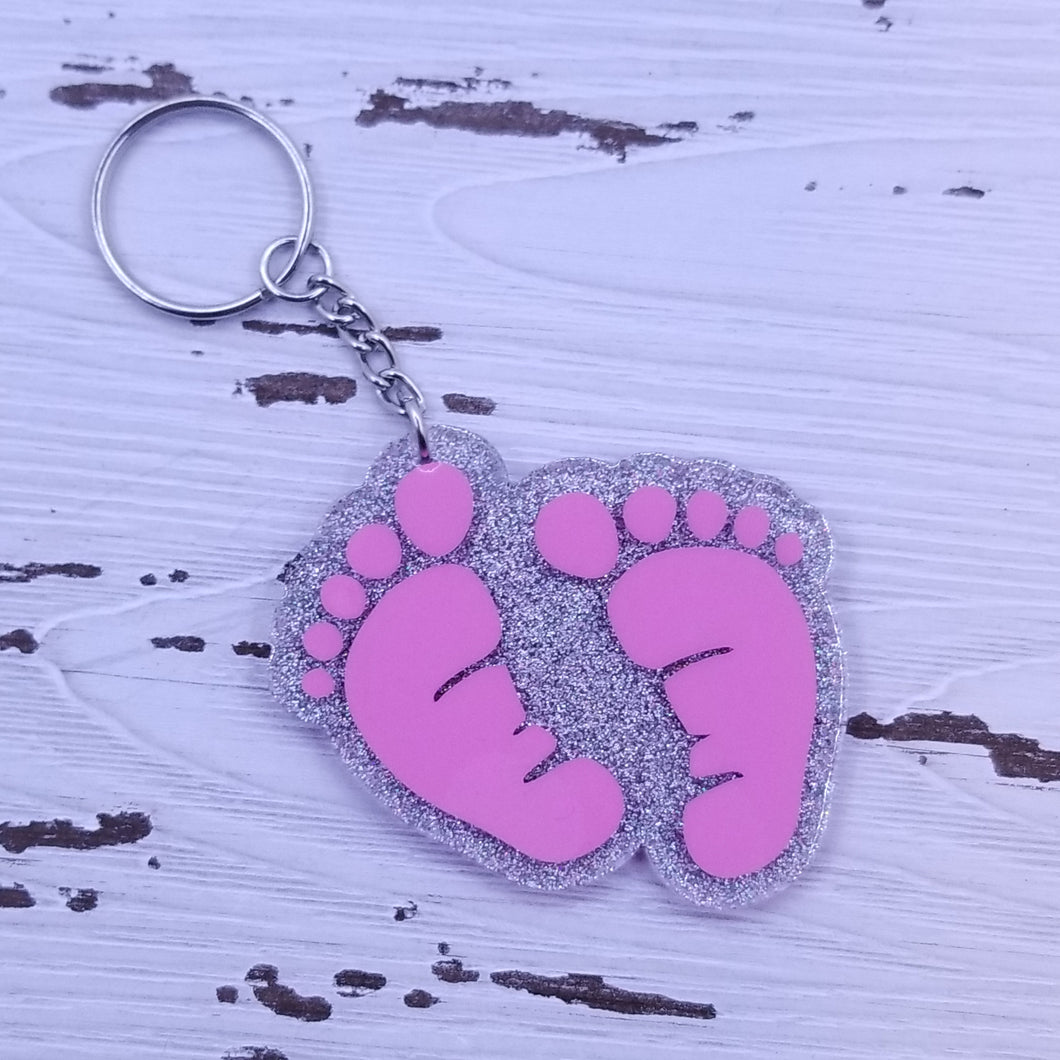 Pink Feet Acylic Keychain