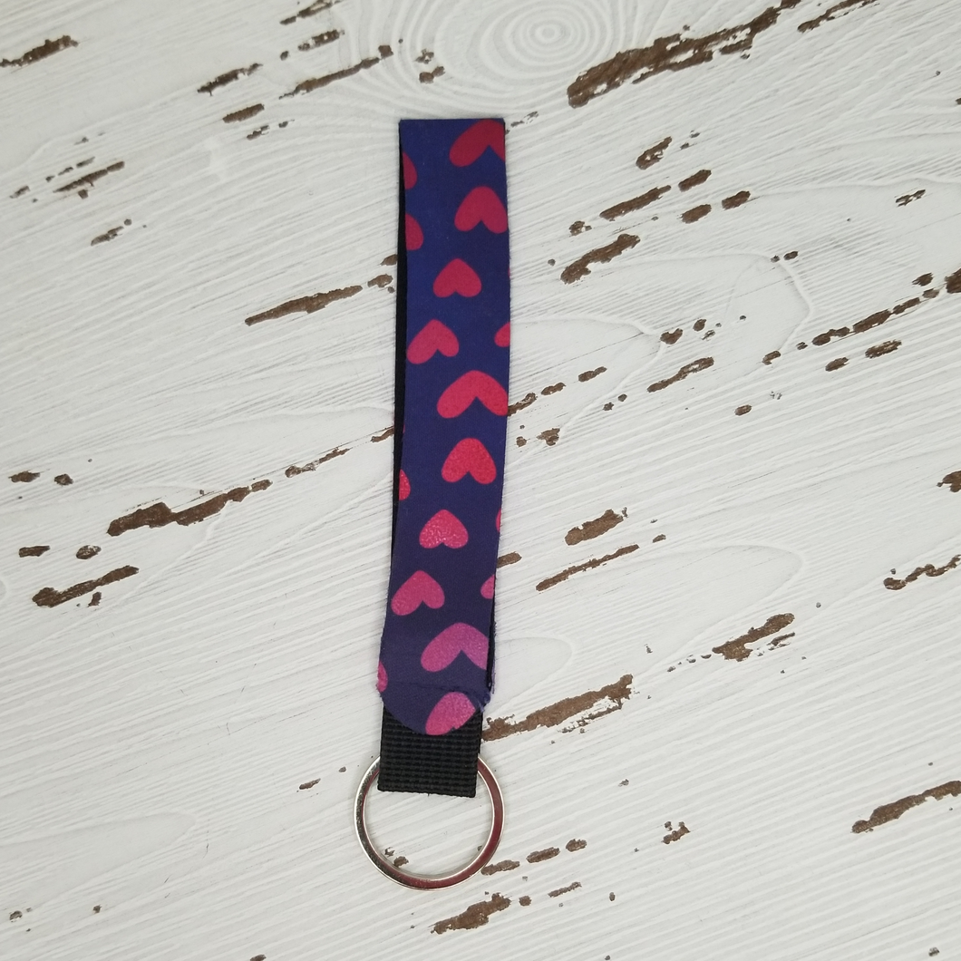 Rainbow Hearts Wristlet Keychain