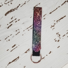 Load image into Gallery viewer, Rainbow Faux Glitter Wristlet Keychain

