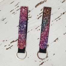 Load image into Gallery viewer, Rainbow Faux Glitter Wristlet Keychain
