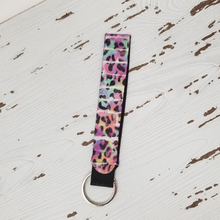 Load image into Gallery viewer, Rainbow Leopard Wristlet Keychain
