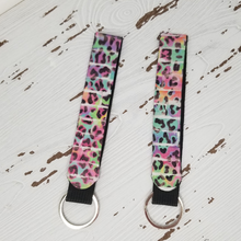 Load image into Gallery viewer, Rainbow Leopard Wristlet Keychain
