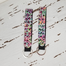 Load image into Gallery viewer, Rainbow Leopard Wristlet Keychain

