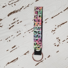 Load image into Gallery viewer, Rainbow Leopard Wristlet Keychain
