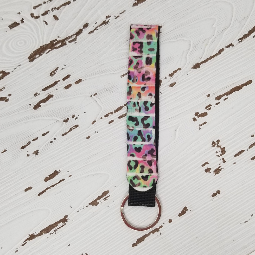 Rainbow Leopard Wristlet Keychain